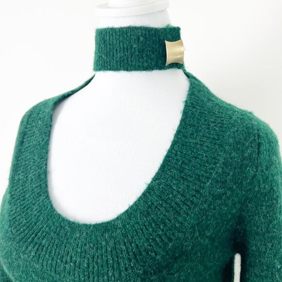 Zara Cut Out Turtleneck Sweater Green Size Small - Picture 3 of 5